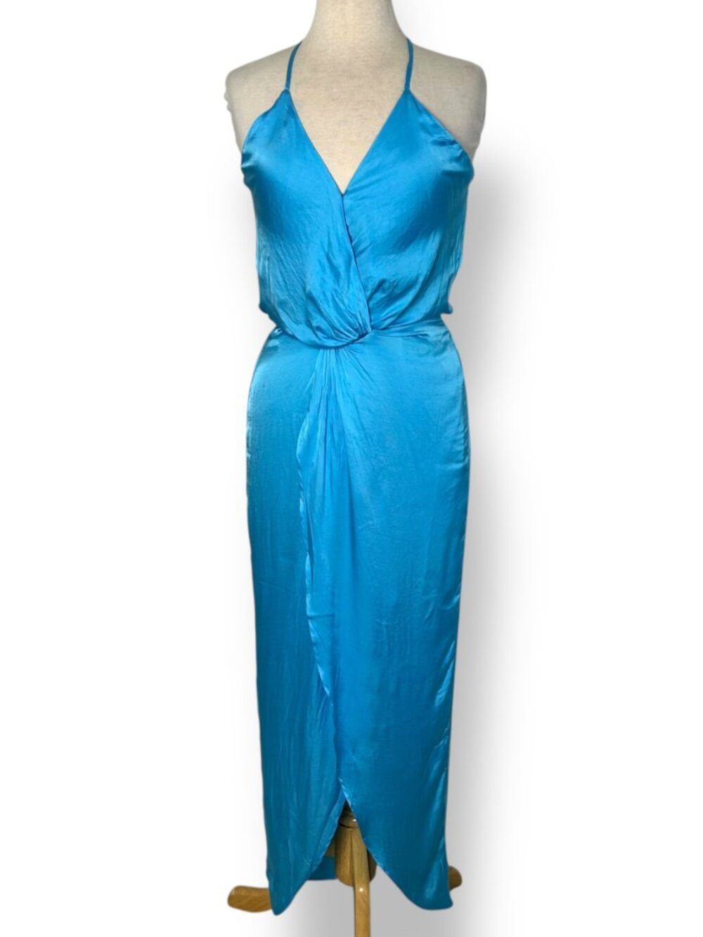 Young Fabulous Broke (YFB) Siren Slip Dress Halter Racer Back Teal Blue Sz XS - Picture 2 of 9
